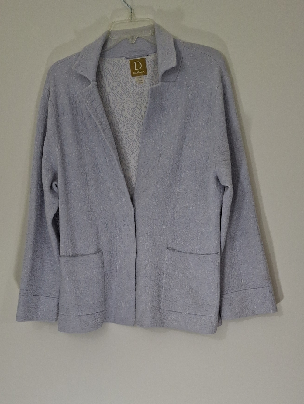 Damask Gray Open-Front Textured Sweater, Size XL